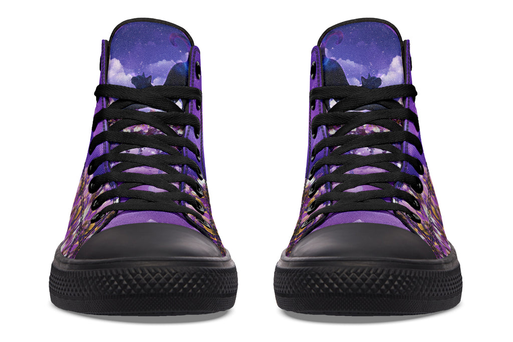 Enchanted Lavender Moon Cat High Tops (Wide)