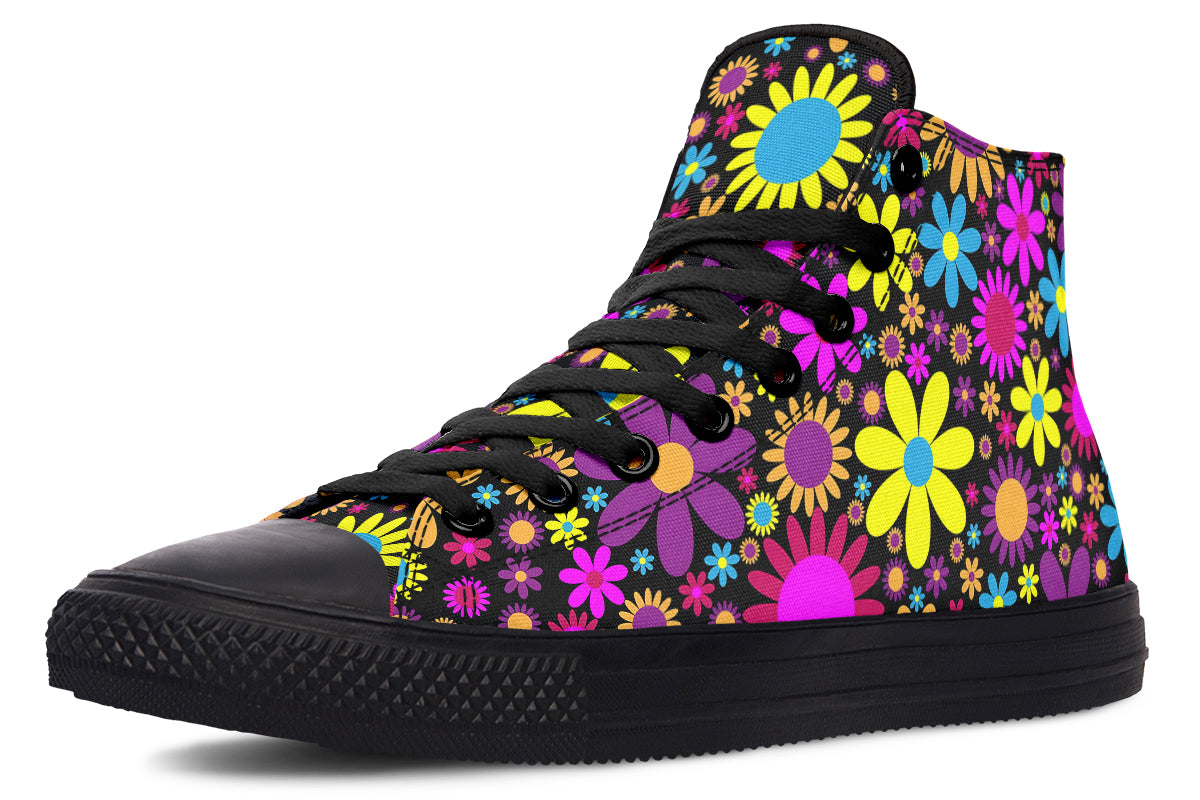 Funky Retro Flowers High Tops - Offbeat Sweetie