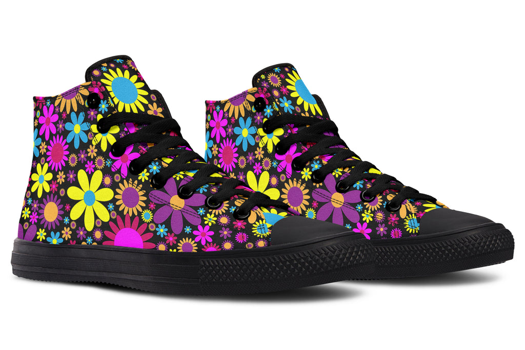 Funky Retro Flowers High Tops - Offbeat Sweetie