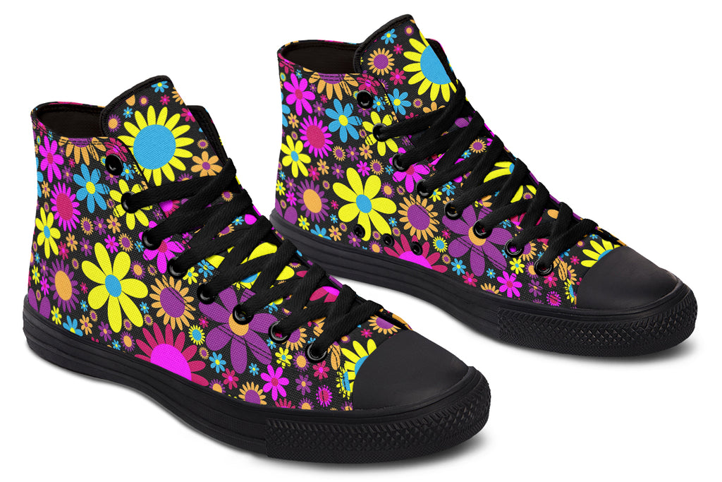 Funky Retro Flowers High Tops - Offbeat Sweetie