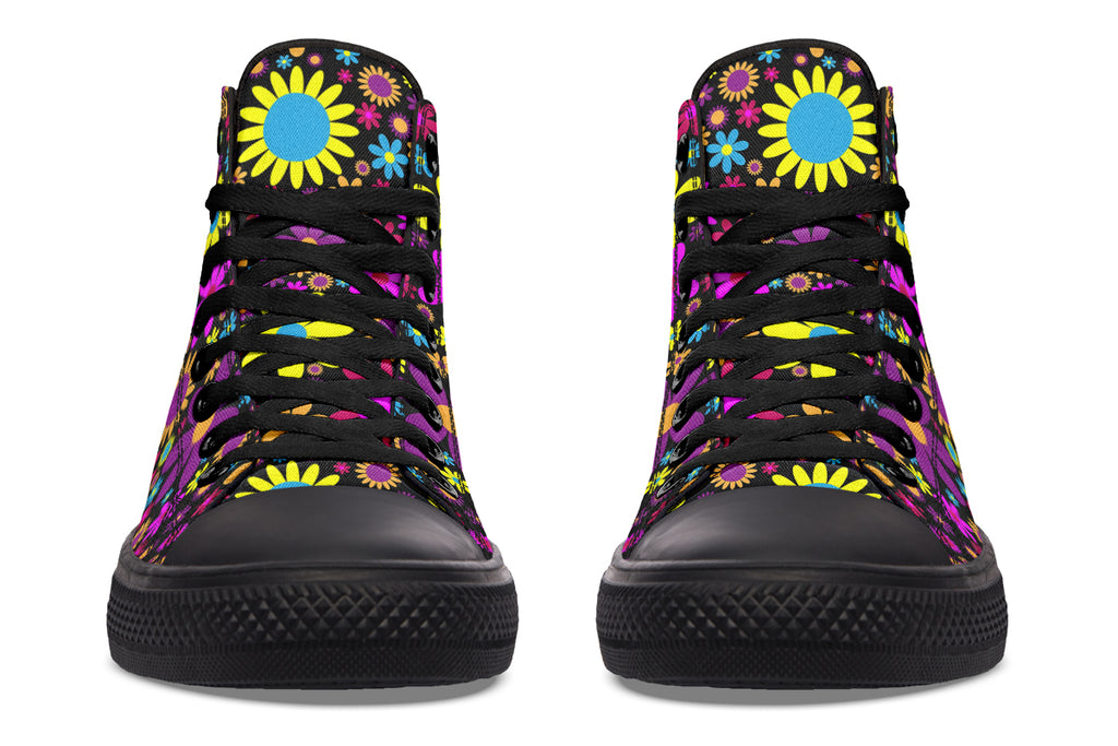 Funky Retro Flowers High Tops - Offbeat Sweetie