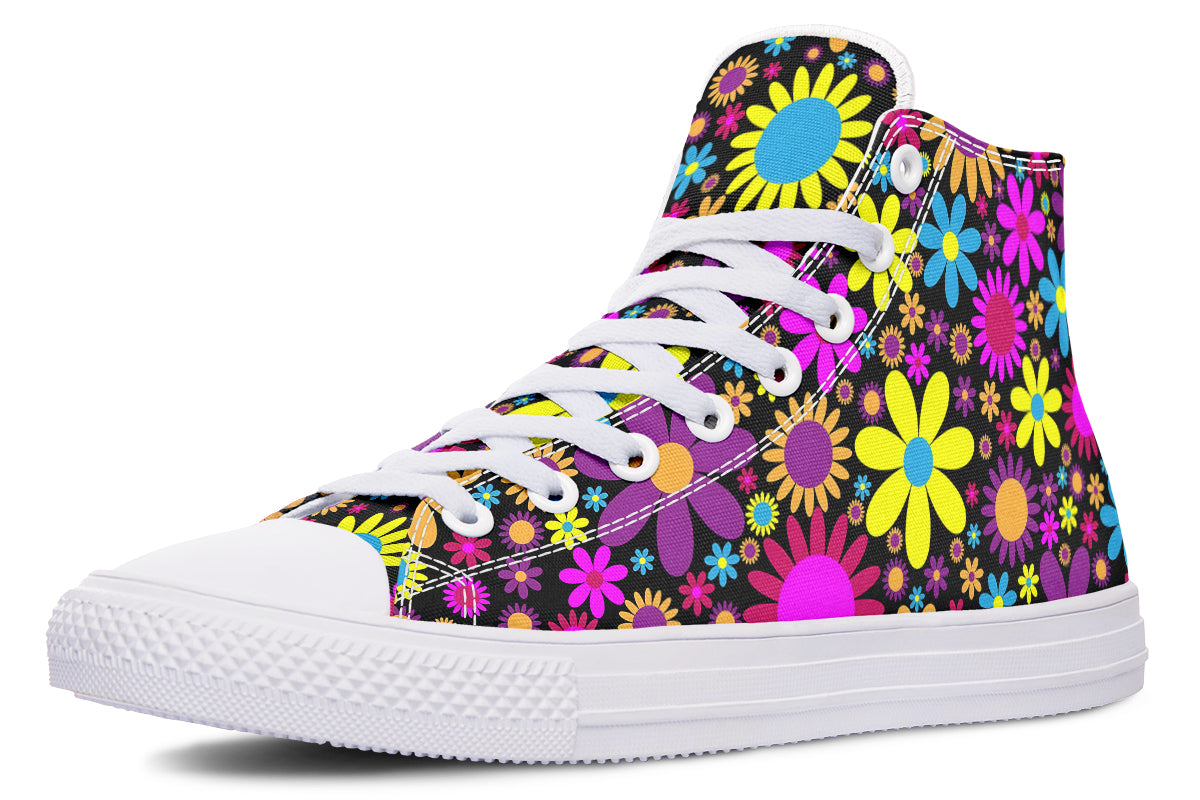 Funky Retro Flowers High Tops - Offbeat Sweetie