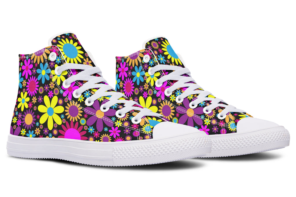 Funky Retro Flowers High Tops - Offbeat Sweetie