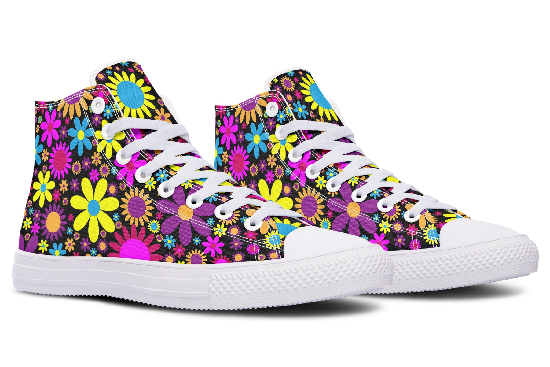 Funky Retro Flowers High Tops - Offbeat Sweetie