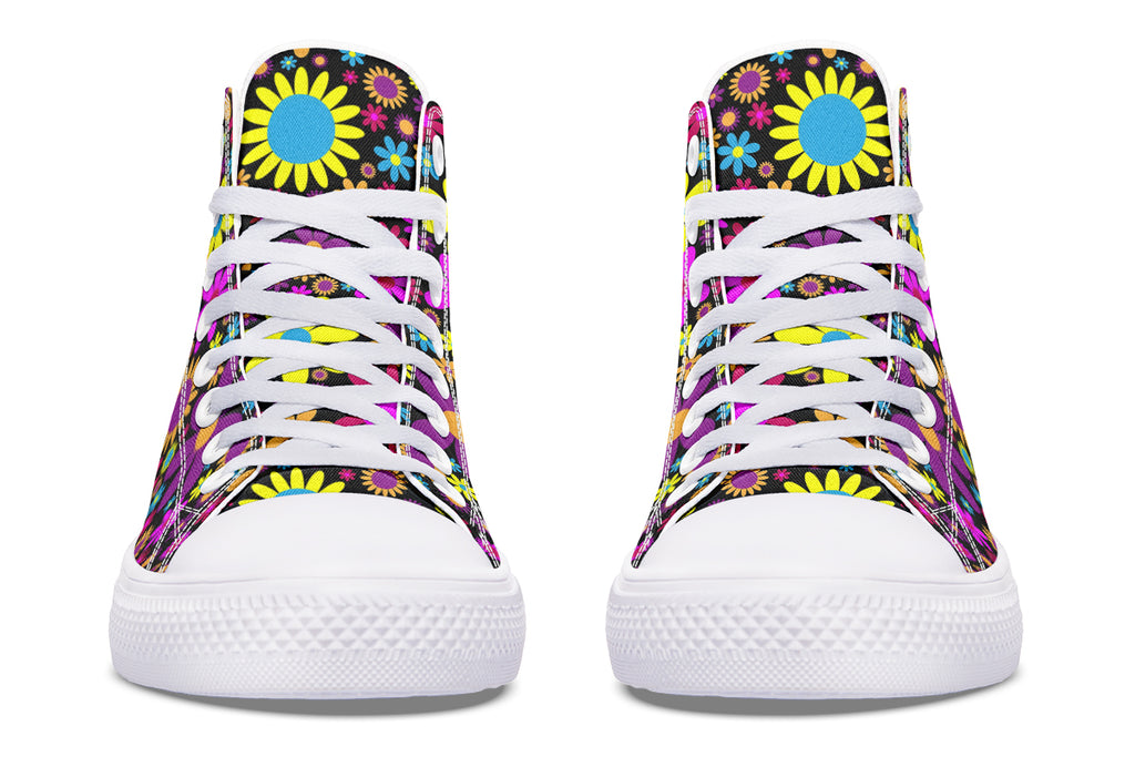 Funky Retro Flowers High Tops - Offbeat Sweetie