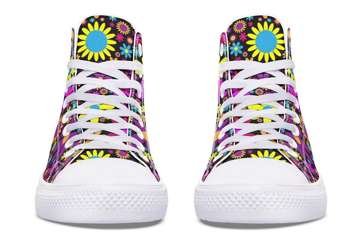 Funky Retro Flowers High Tops - Offbeat Sweetie
