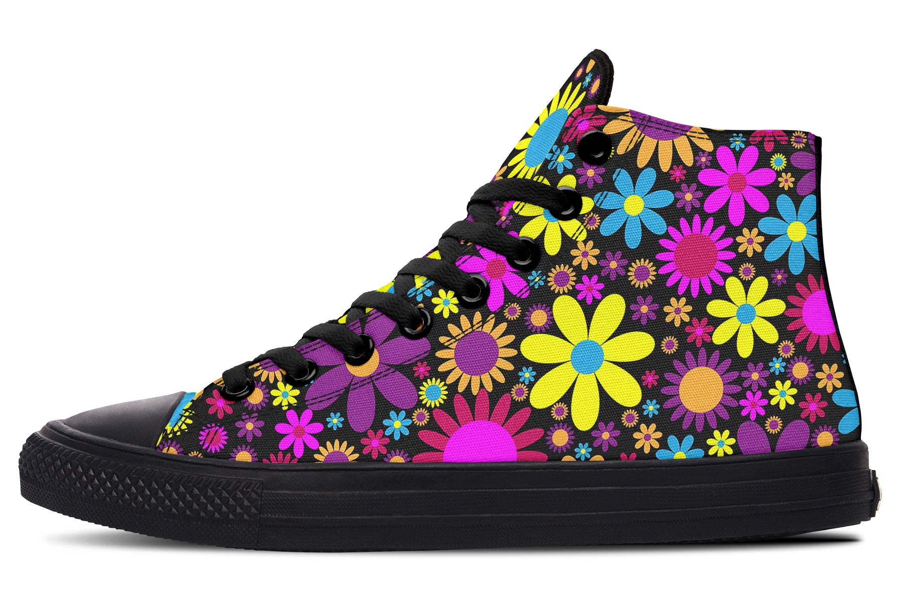 Funky Retro Flowers High Tops - Offbeat Sweetie