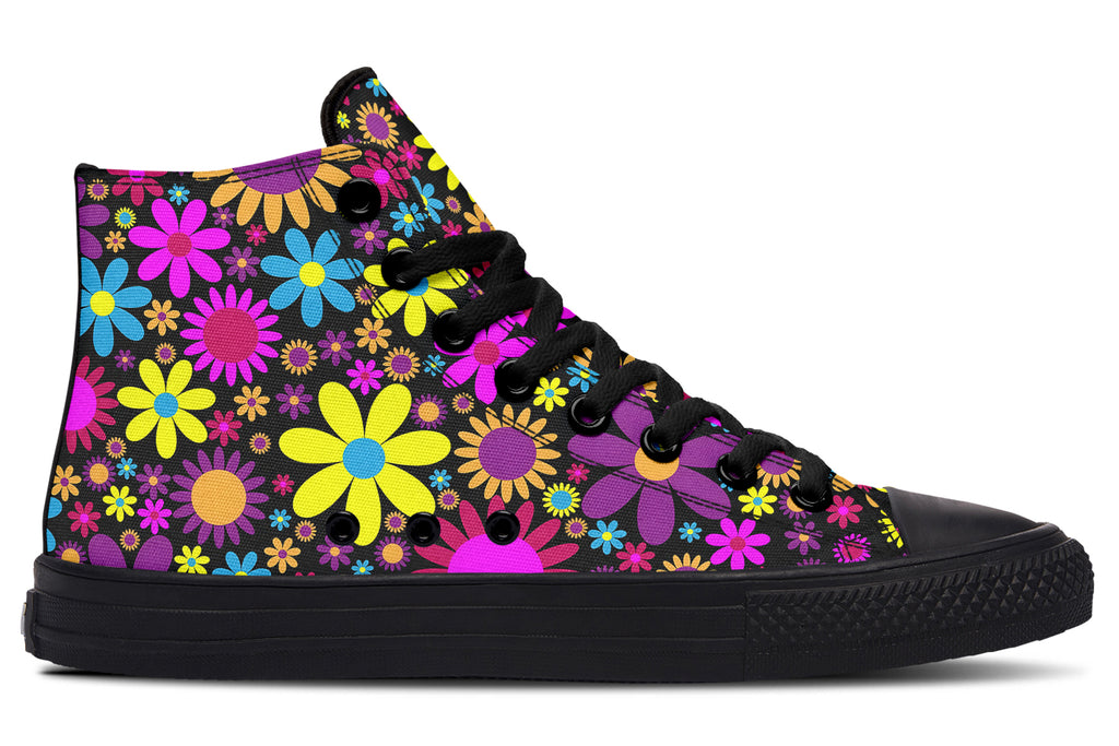 Funky Retro Flowers High Tops - Offbeat Sweetie