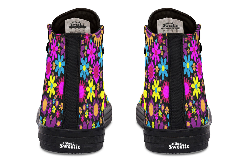 Funky Retro Flowers High Tops - Offbeat Sweetie