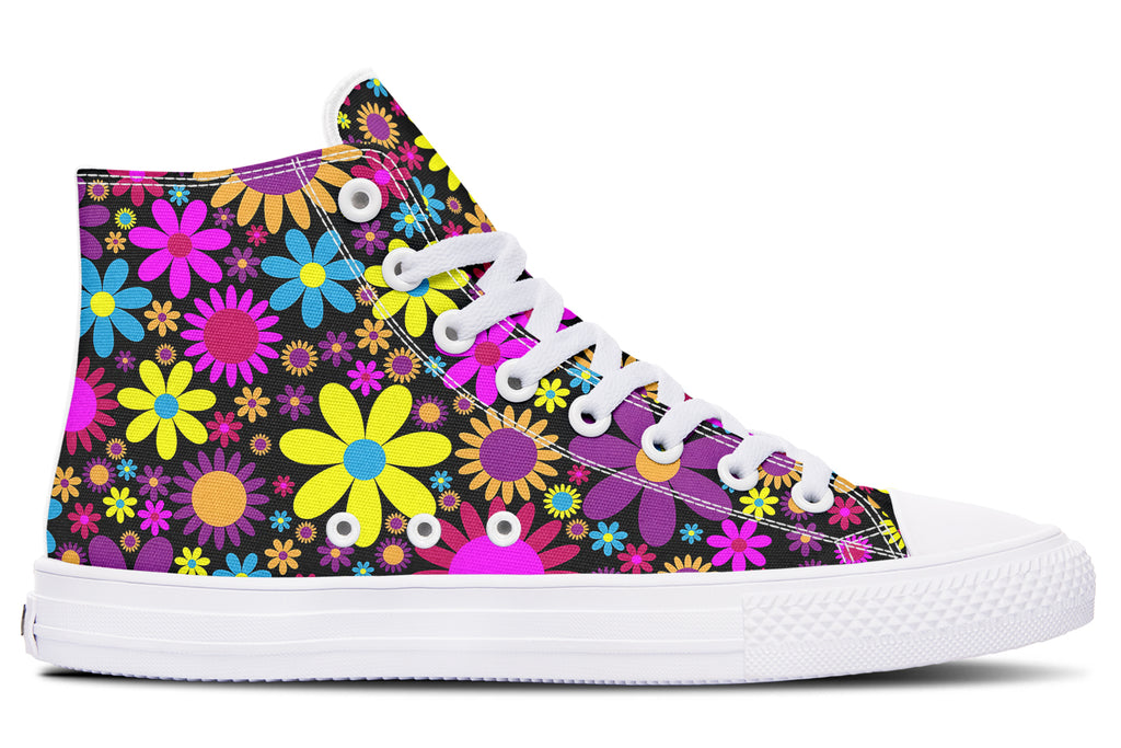 Funky Retro Flowers High Tops - Offbeat Sweetie