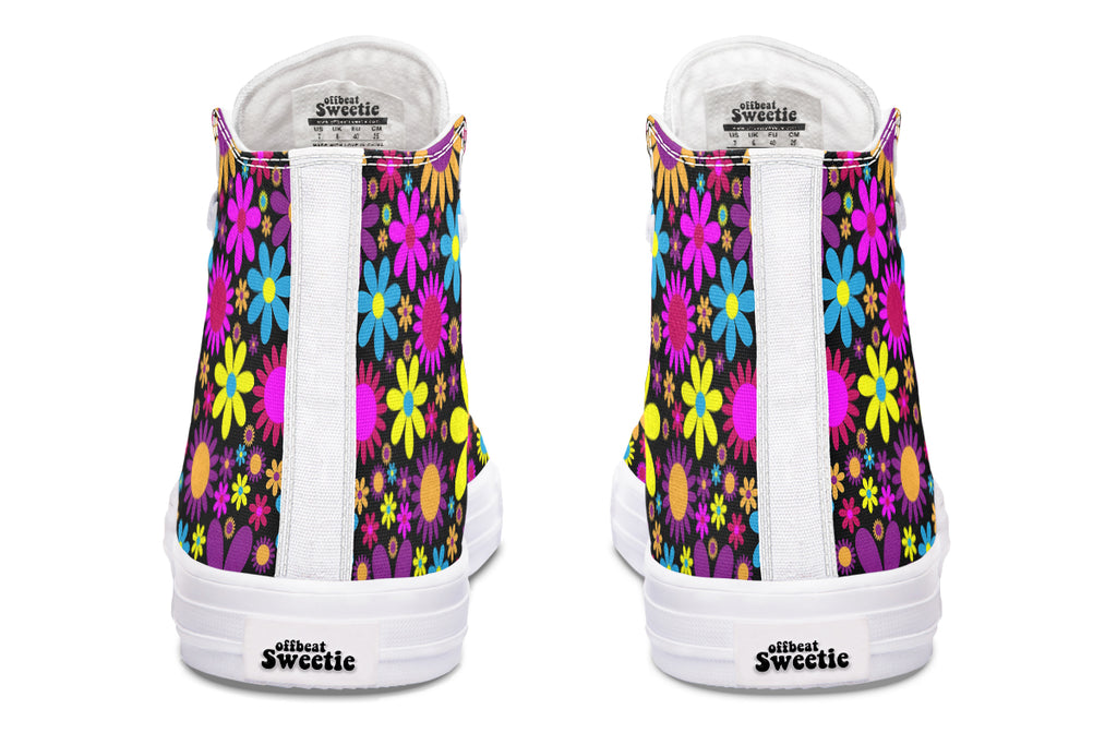 Funky Retro Flowers High Tops - Offbeat Sweetie