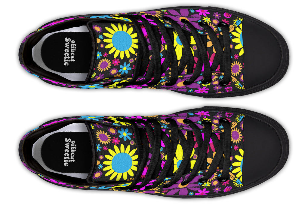 Funky Retro Flowers High Tops - Offbeat Sweetie