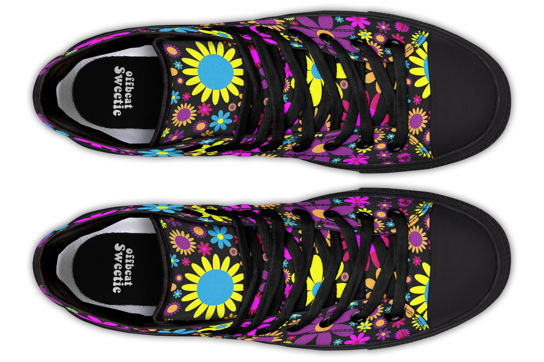 Funky Retro Flowers High Tops - Offbeat Sweetie