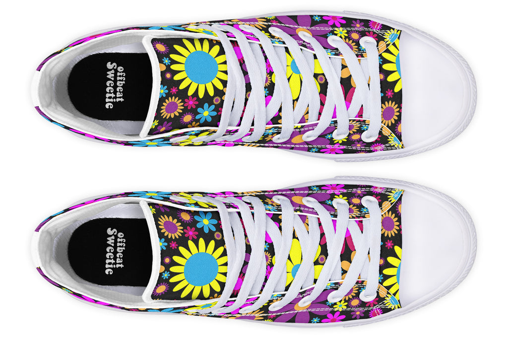 Funky Retro Flowers High Tops - Offbeat Sweetie