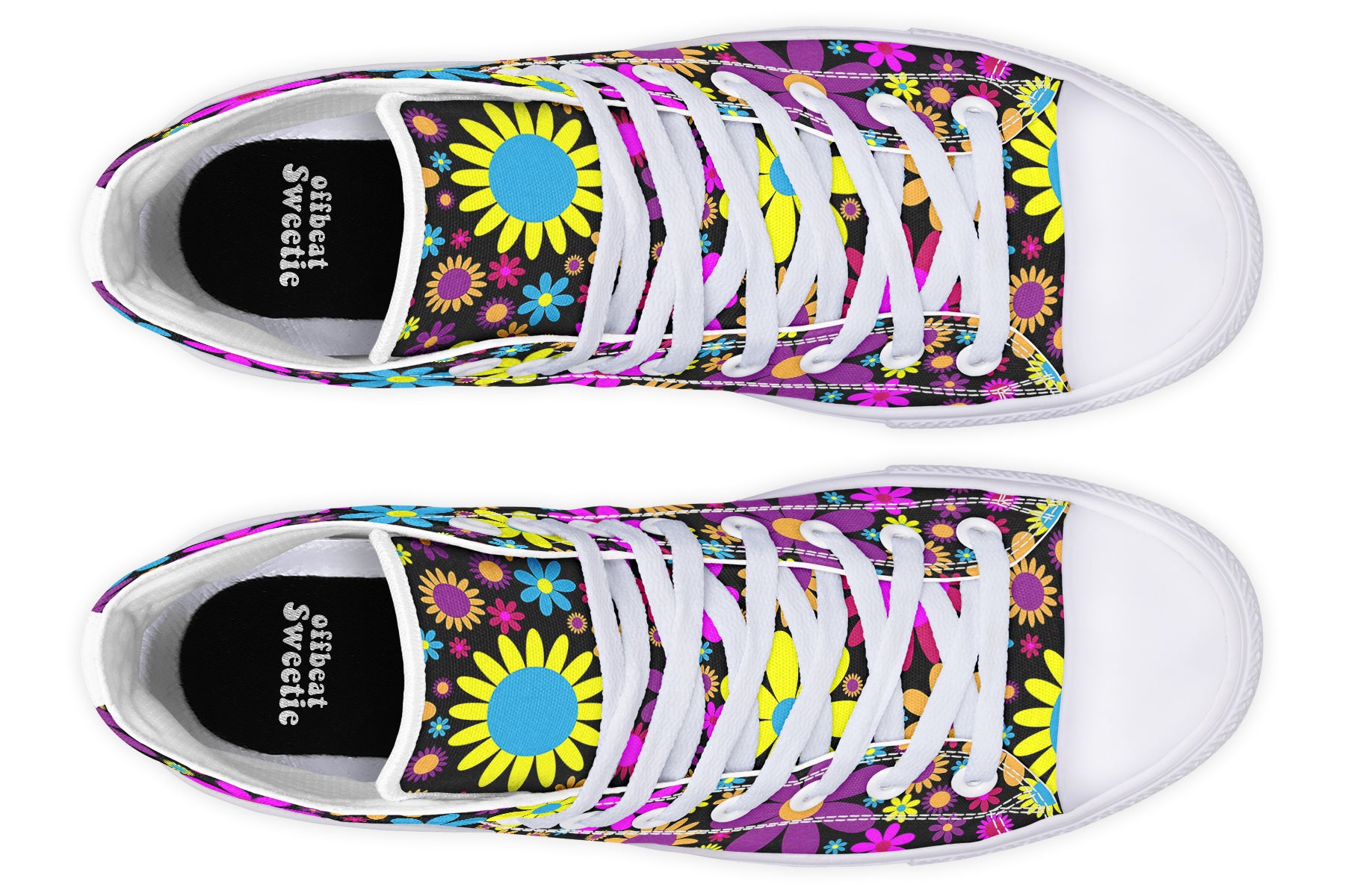 Funky Retro Flowers High Tops - Offbeat Sweetie