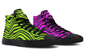 Green and Fuchsia Mismatched Neon Zebra High Tops (Wide)