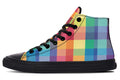 Happy Rainbow Plaid High Tops