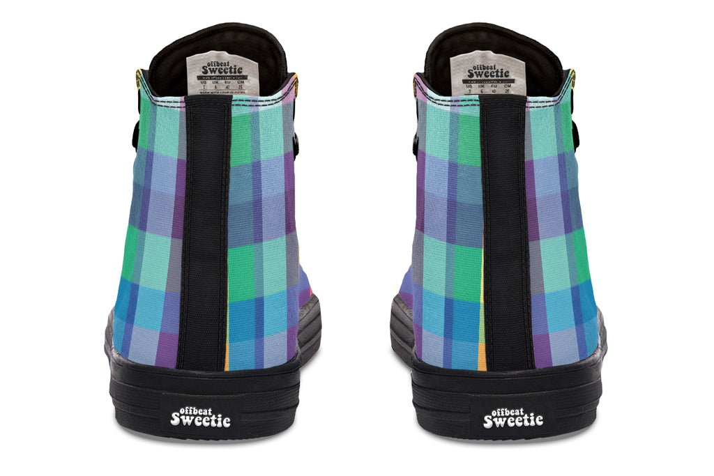 Happy Rainbow Plaid High Tops