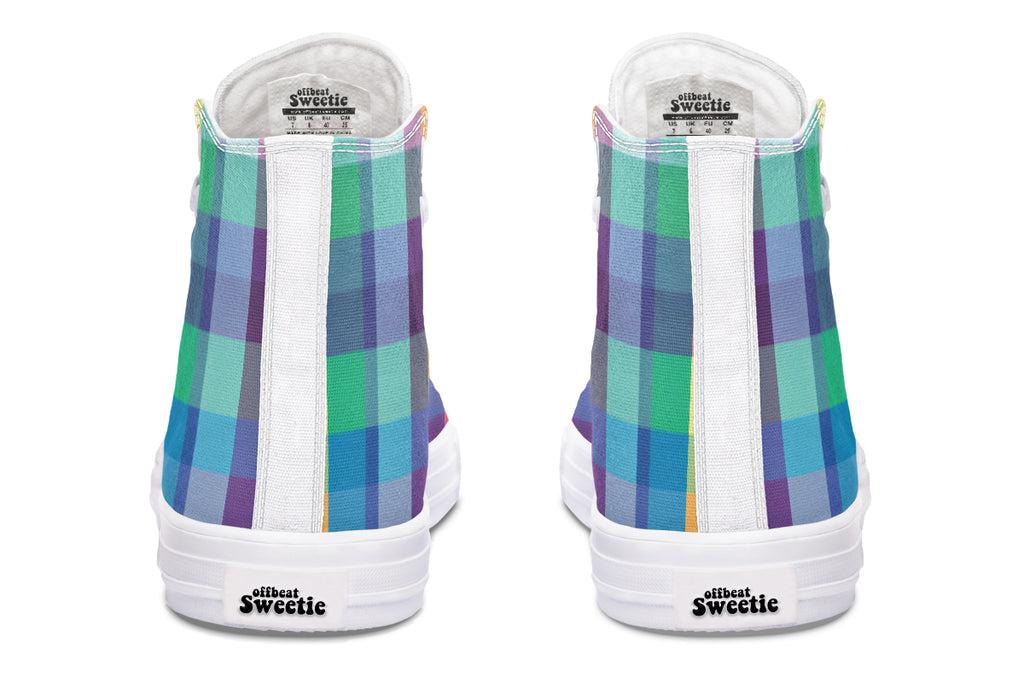 Happy Rainbow Plaid High Tops