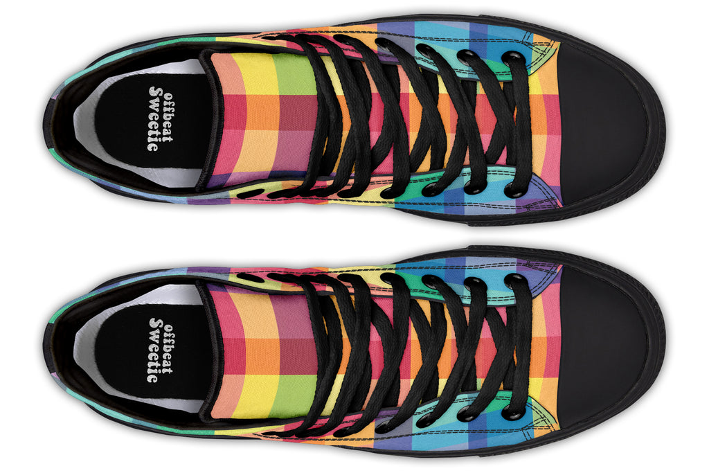 Happy Rainbow Plaid High Tops