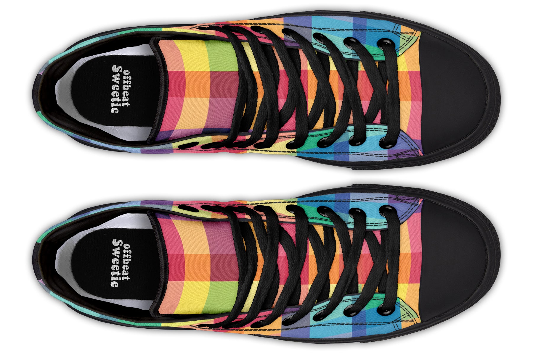 Happy Rainbow Plaid High Tops