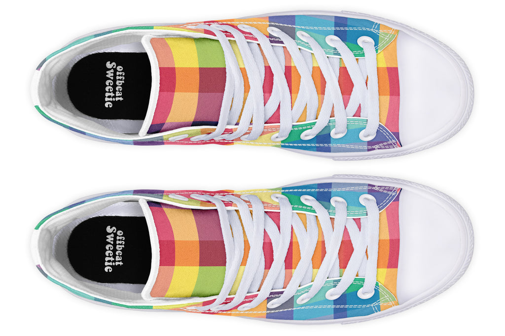 Happy Rainbow Plaid High Tops