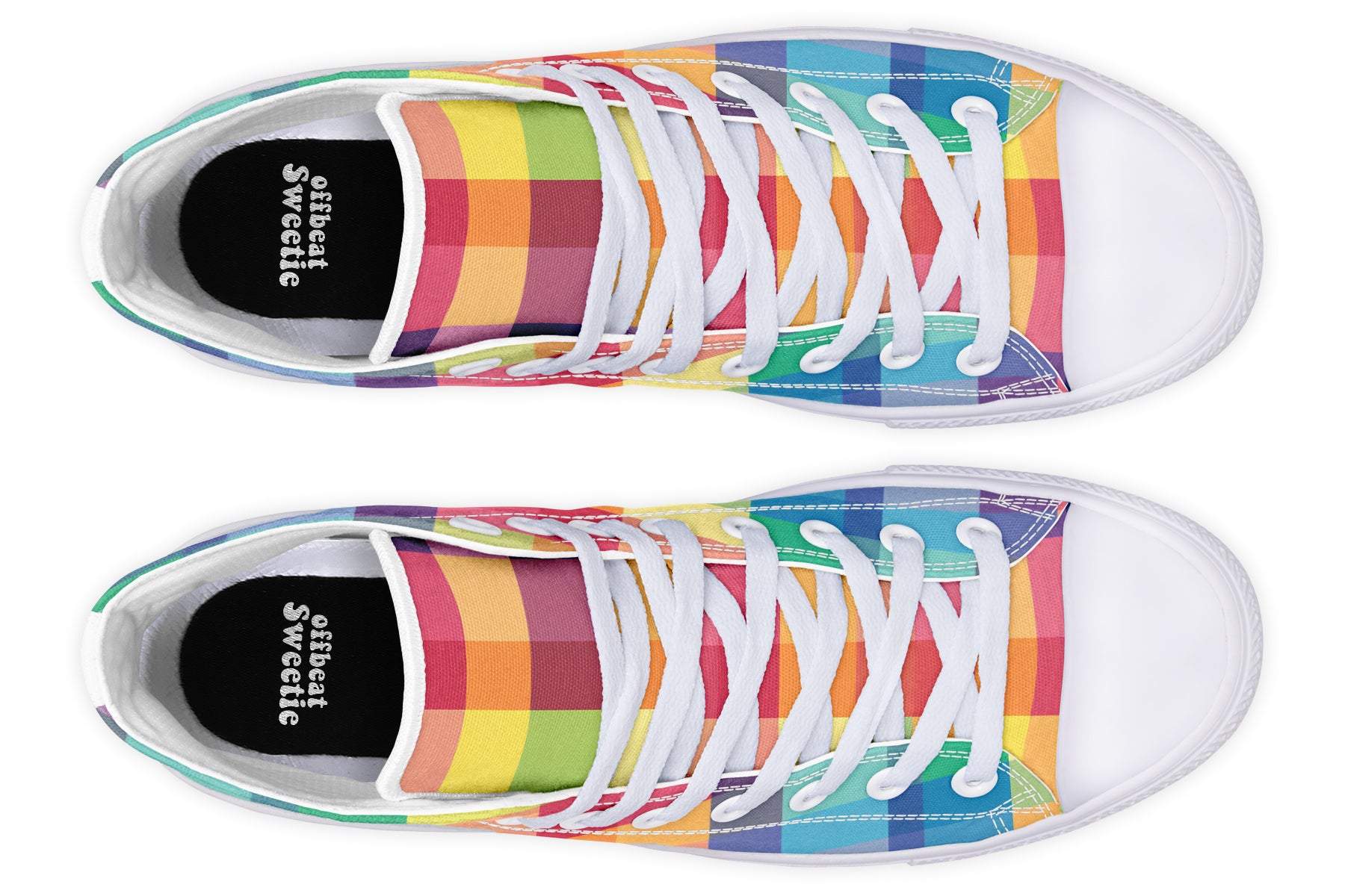 Happy Rainbow Plaid High Tops
