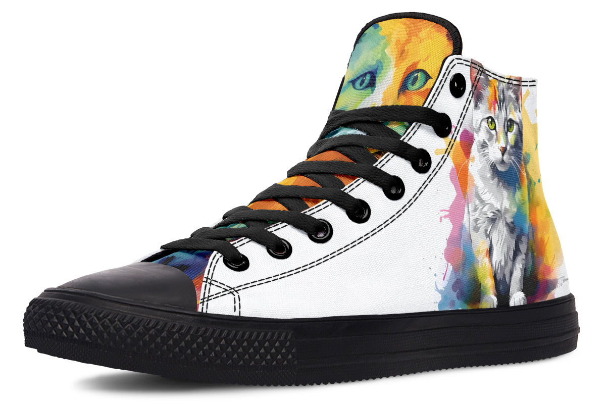 Kitty On My Foot High Tops - Offbeat Sweetie
