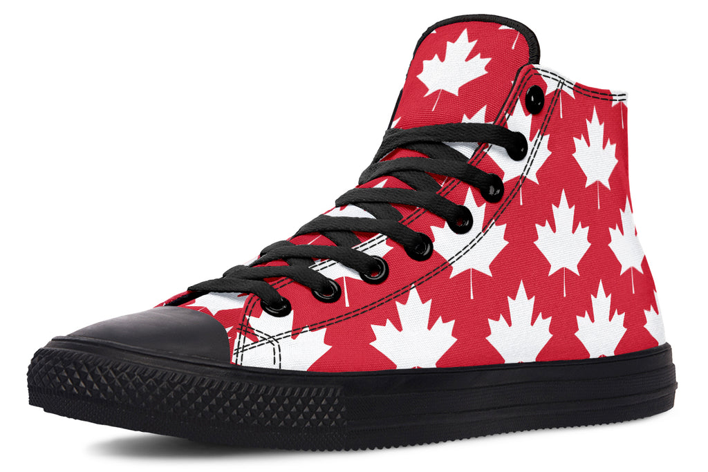 Maple Leaves Red High Tops (Wide)