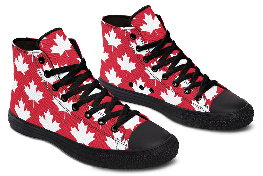 Maple Leaves Red High Tops (Wide)