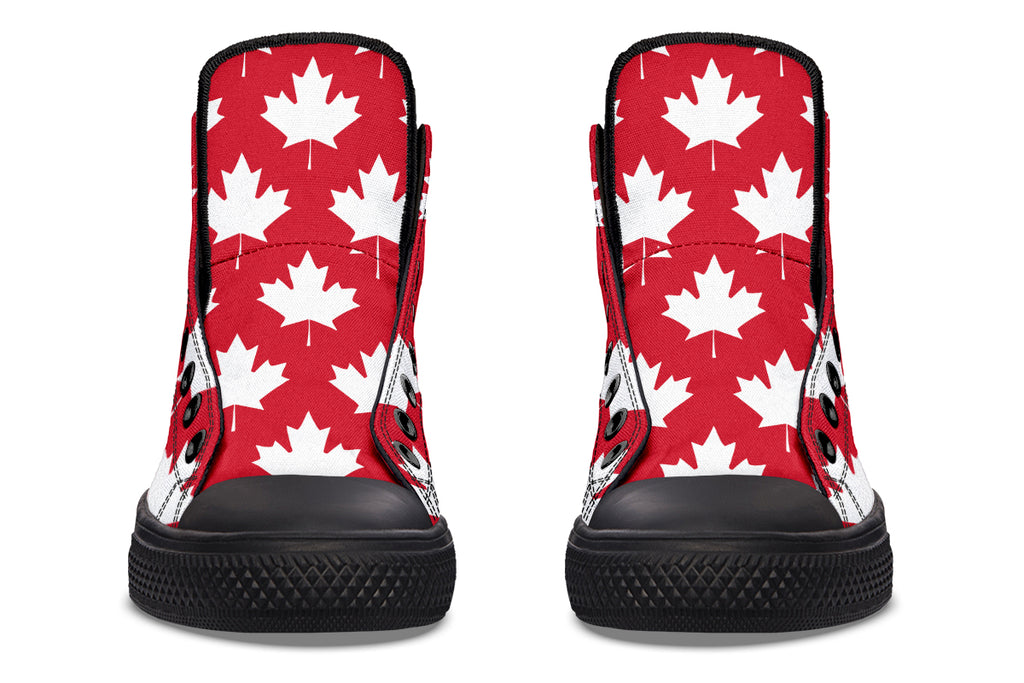 Maple Leaves Red High Tops (Wide)