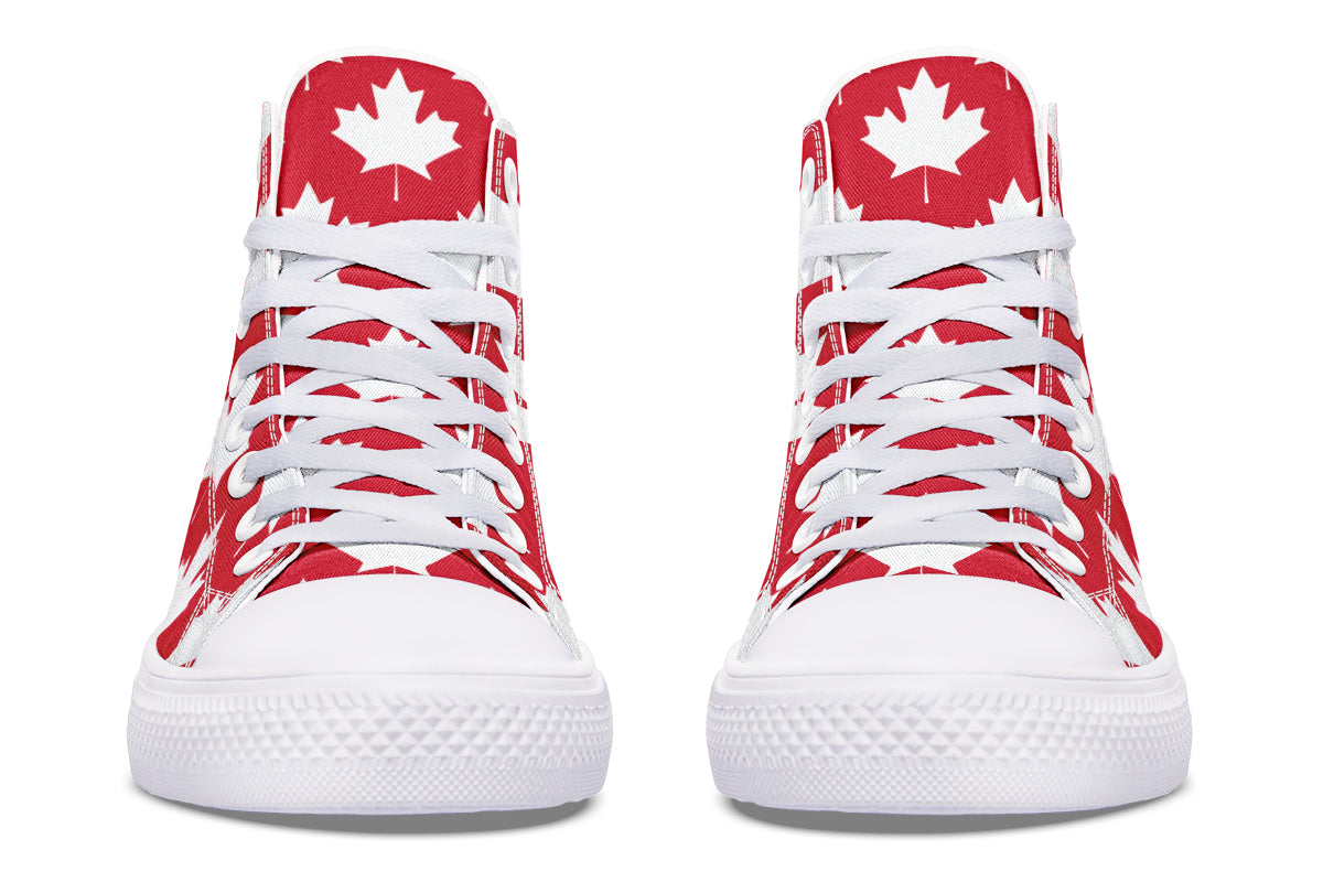 Maple Leaves Red High Tops (Wide)