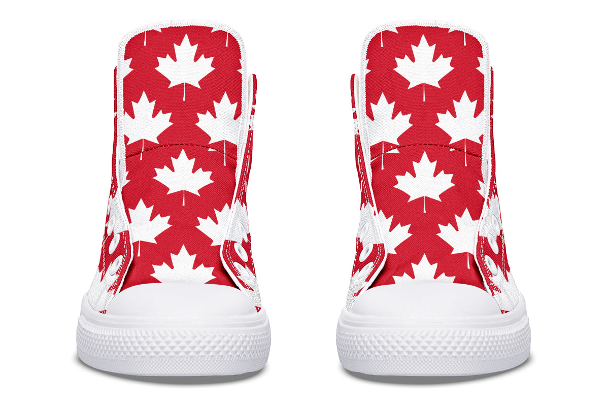 Maple Leaves Red High Tops (Wide)