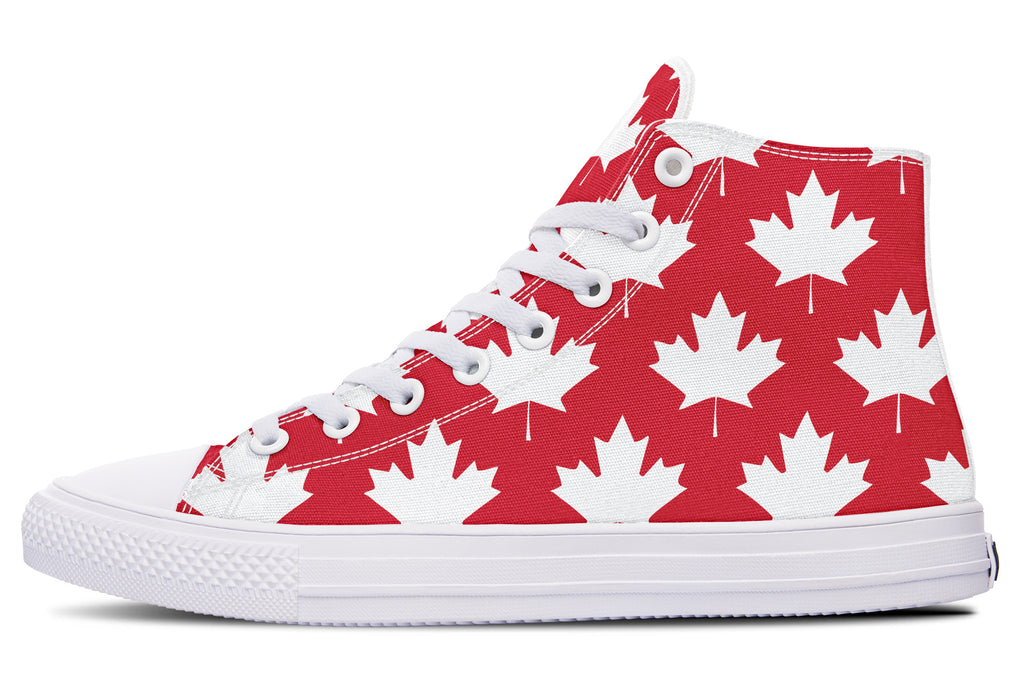 Maple Leaves Red High Tops (Wide)