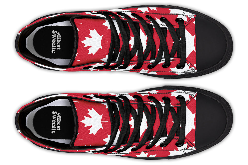Maple Leaves Red High Tops (Wide)
