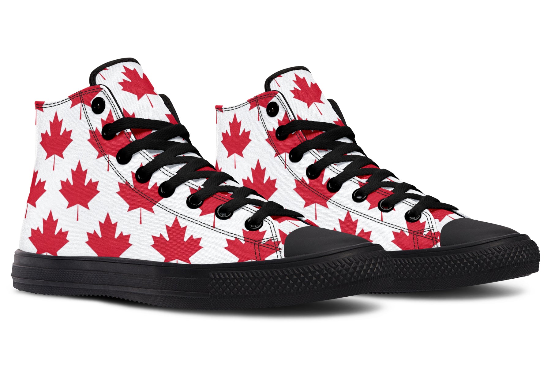 Maple Leaves White High Tops (Wide)