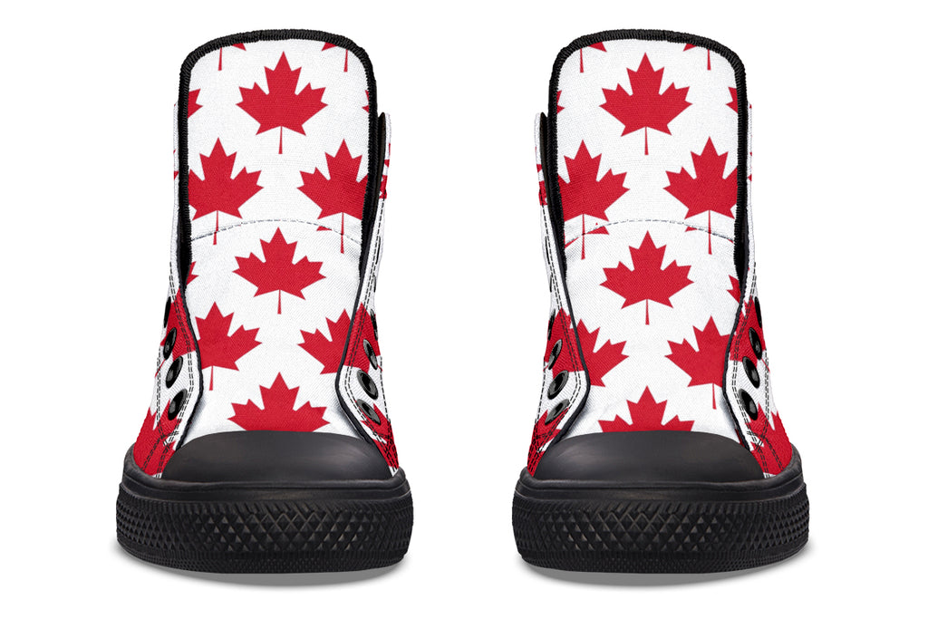 Maple Leaves White High Tops (Wide)