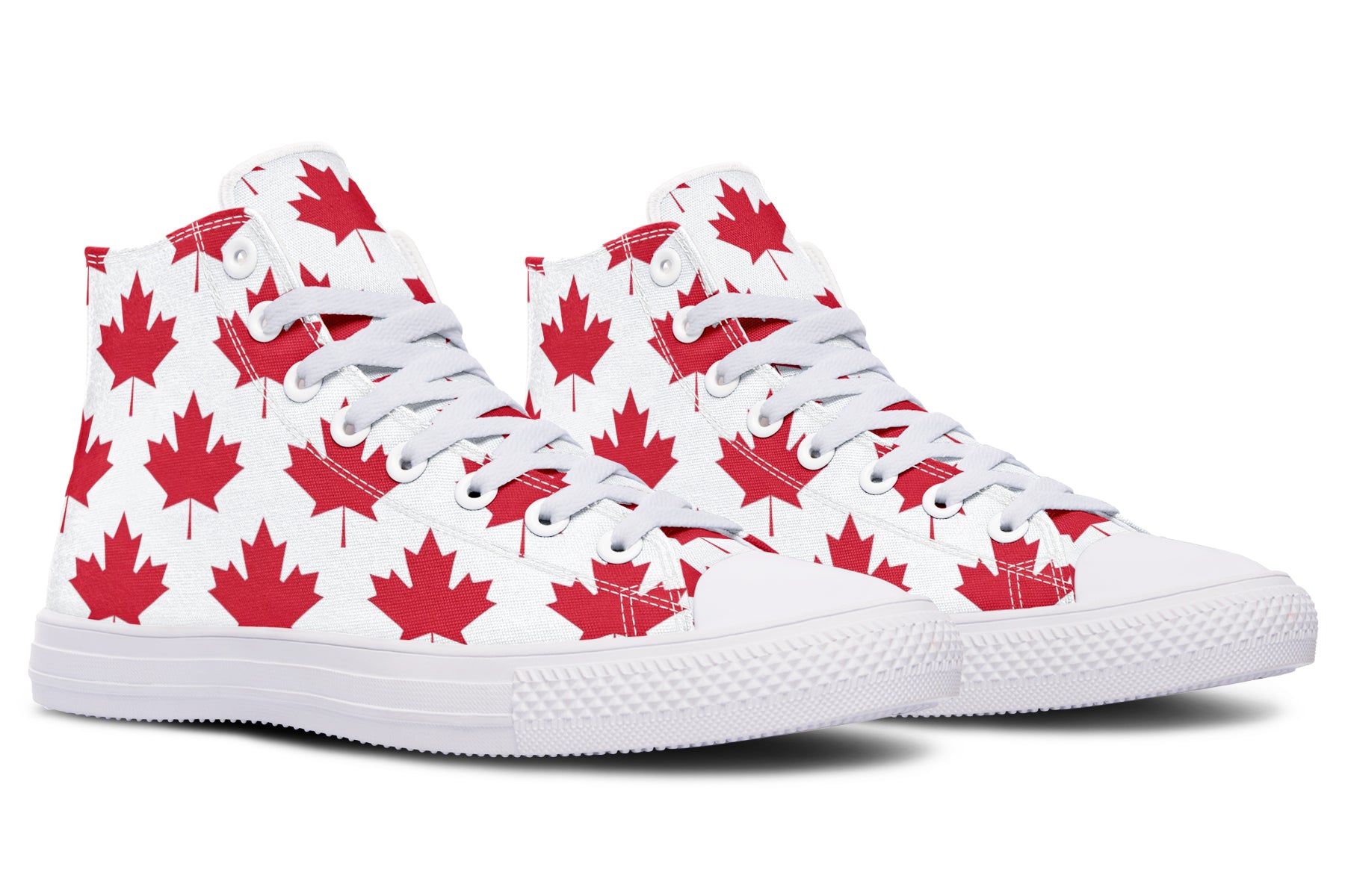 Maple Leaves White High Tops (Wide)