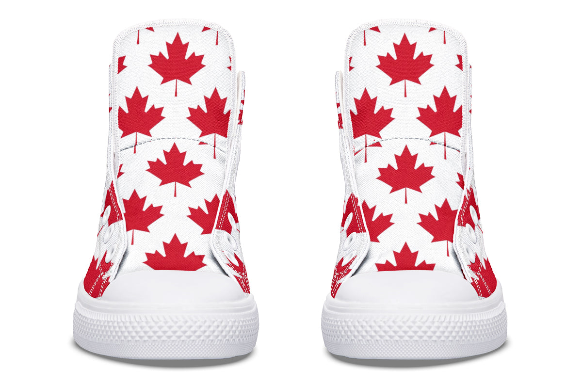 Maple Leaves White High Tops (Wide)