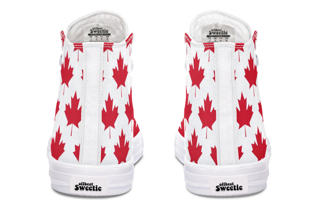 Maple Leaves White High Tops (Wide)
