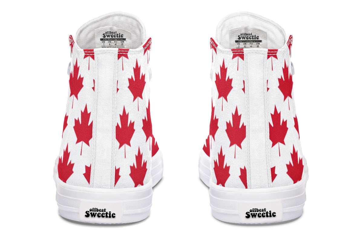 Maple Leaves White High Tops (Wide)