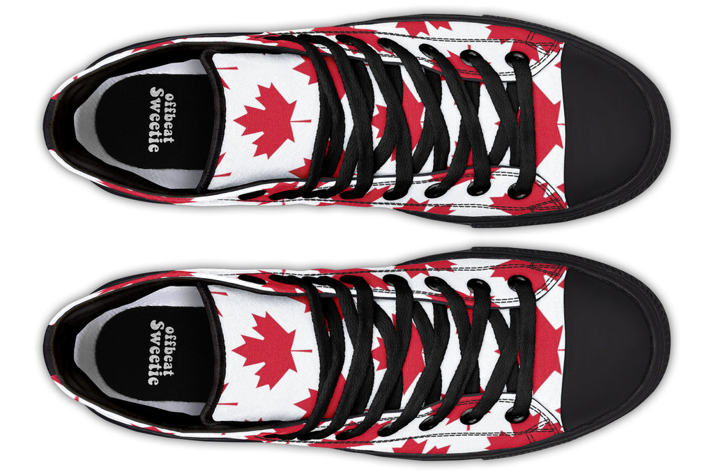 Maple Leaves White High Tops (Wide)