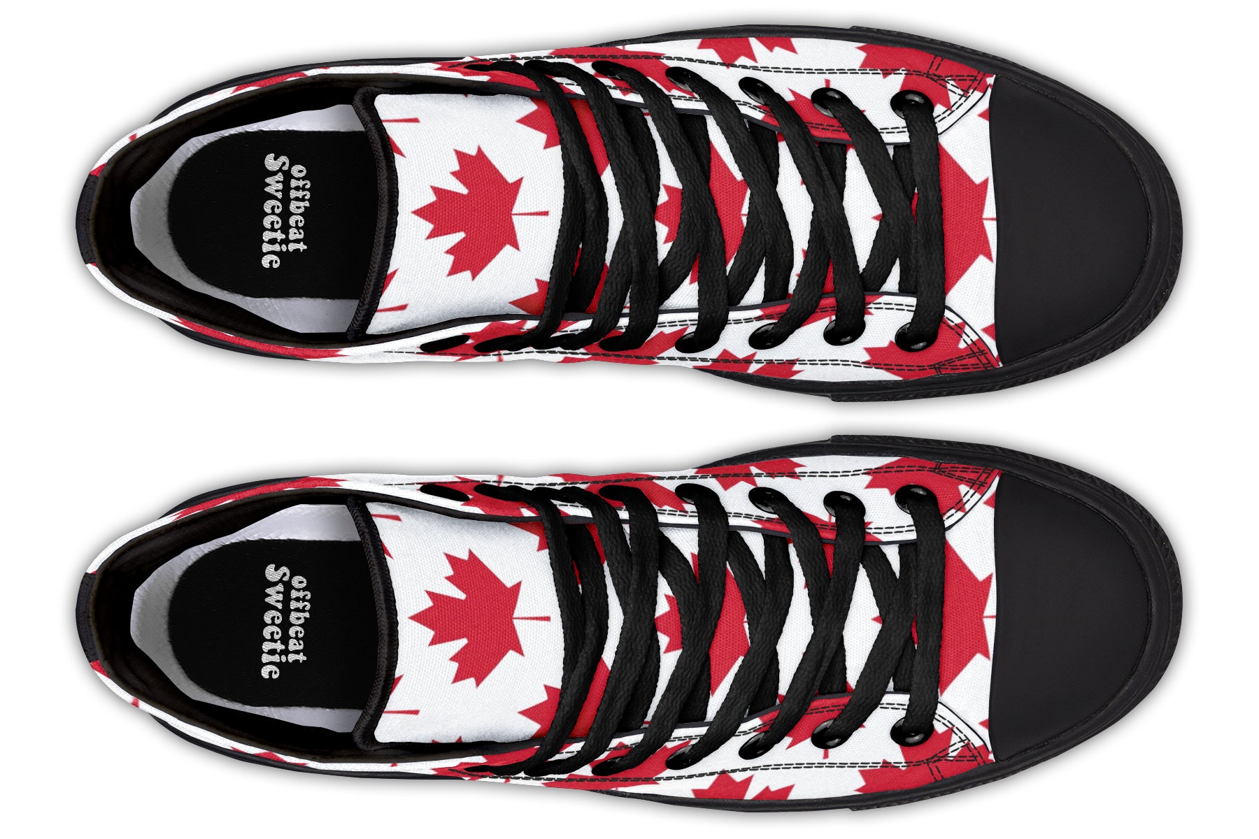 Maple Leaves White High Tops (Wide)