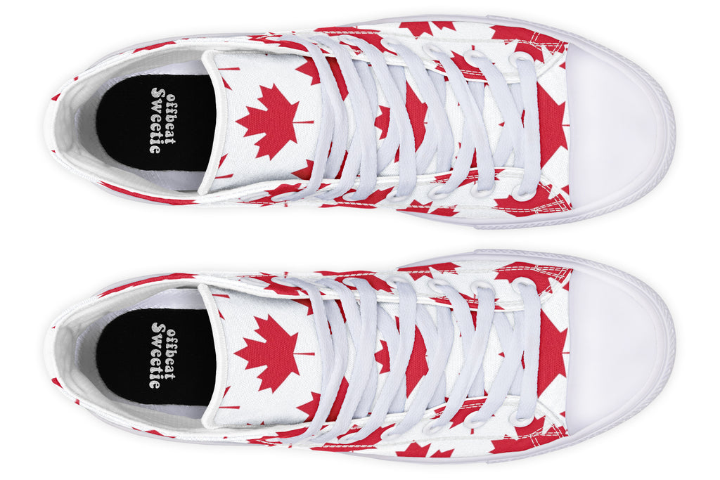 Maple Leaves White High Tops (Wide)