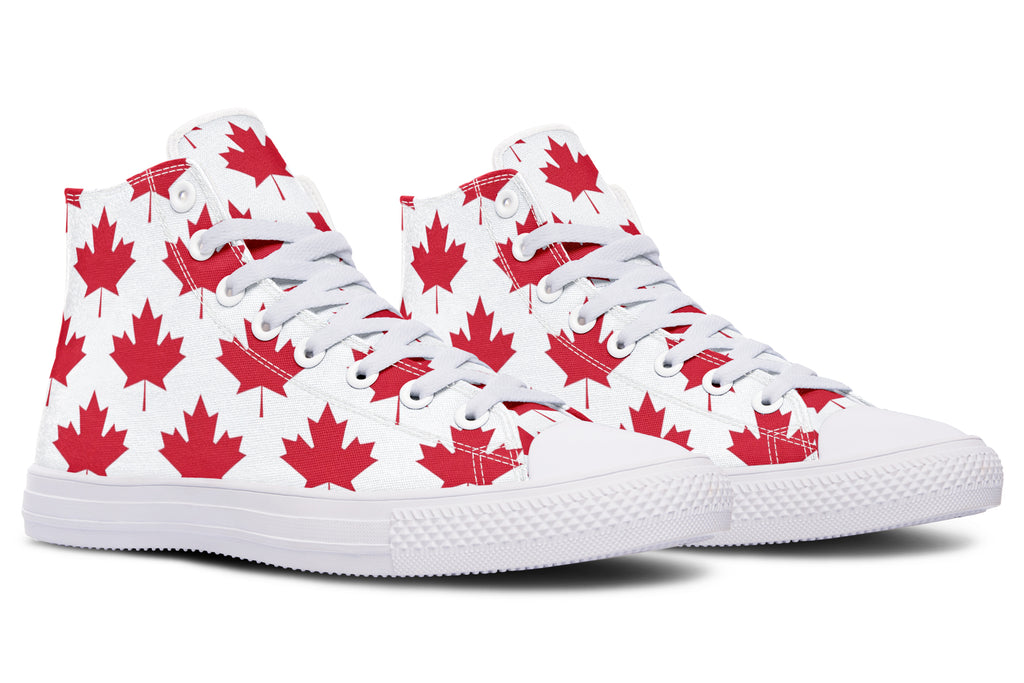 Maple Leaves White High Tops - Offbeat Sweetie