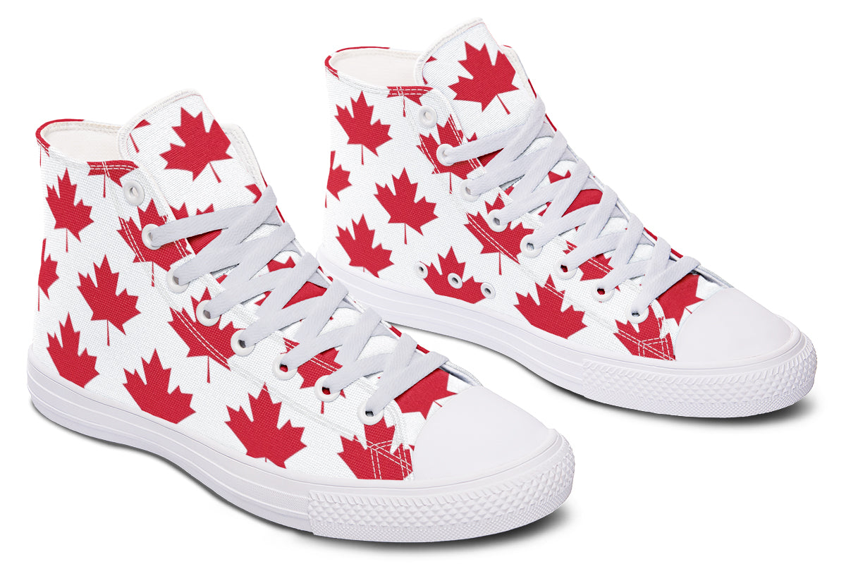 Maple Leaves White High Tops - Offbeat Sweetie