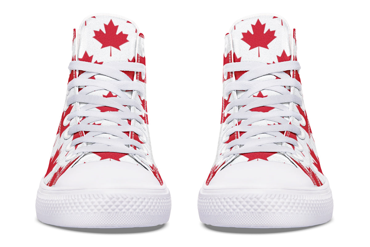 Maple Leaves White High Tops - Offbeat Sweetie