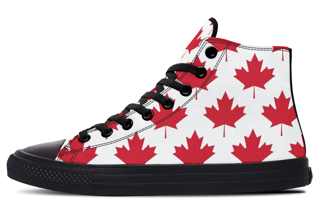 Maple Leaves White High Tops - Offbeat Sweetie