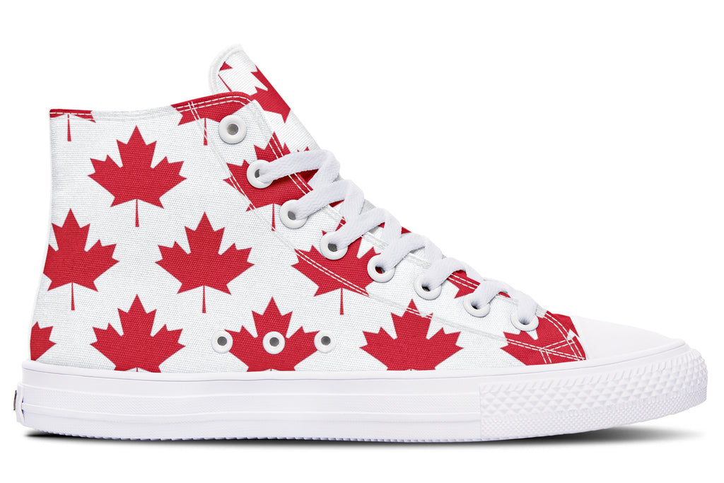 Maple Leaves White High Tops - Offbeat Sweetie