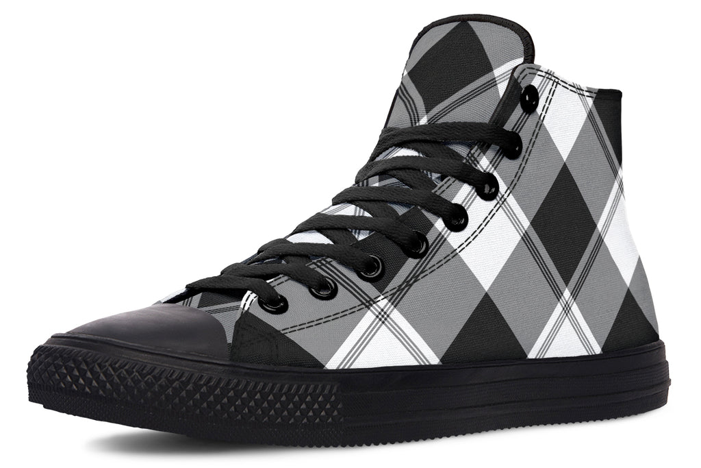 Black And White Plaid High Tops